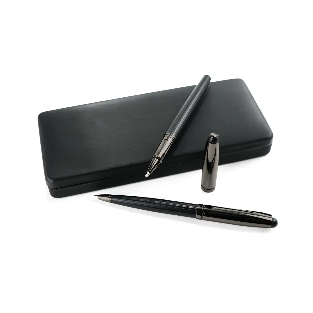 Black Metal Pen Set with Matte & Glossy Finish in PU Leather Box 5