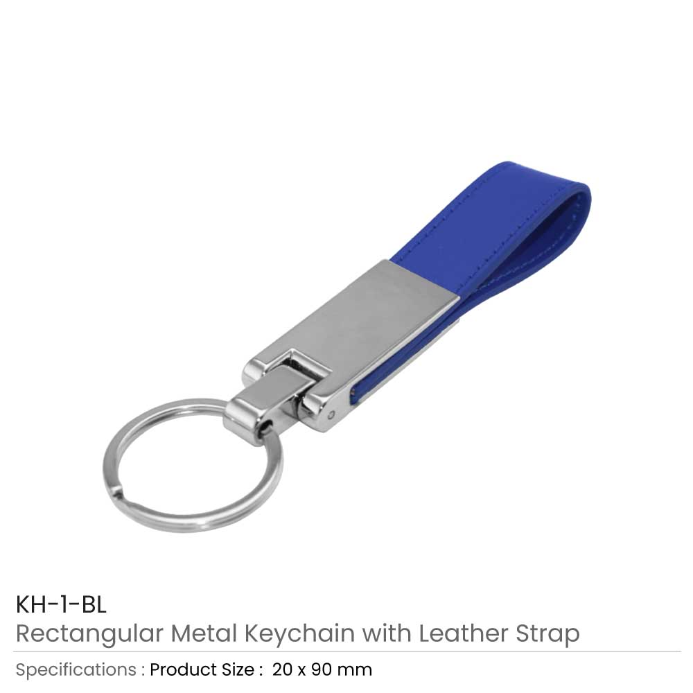 Metal Keychains with Leather Strap 2