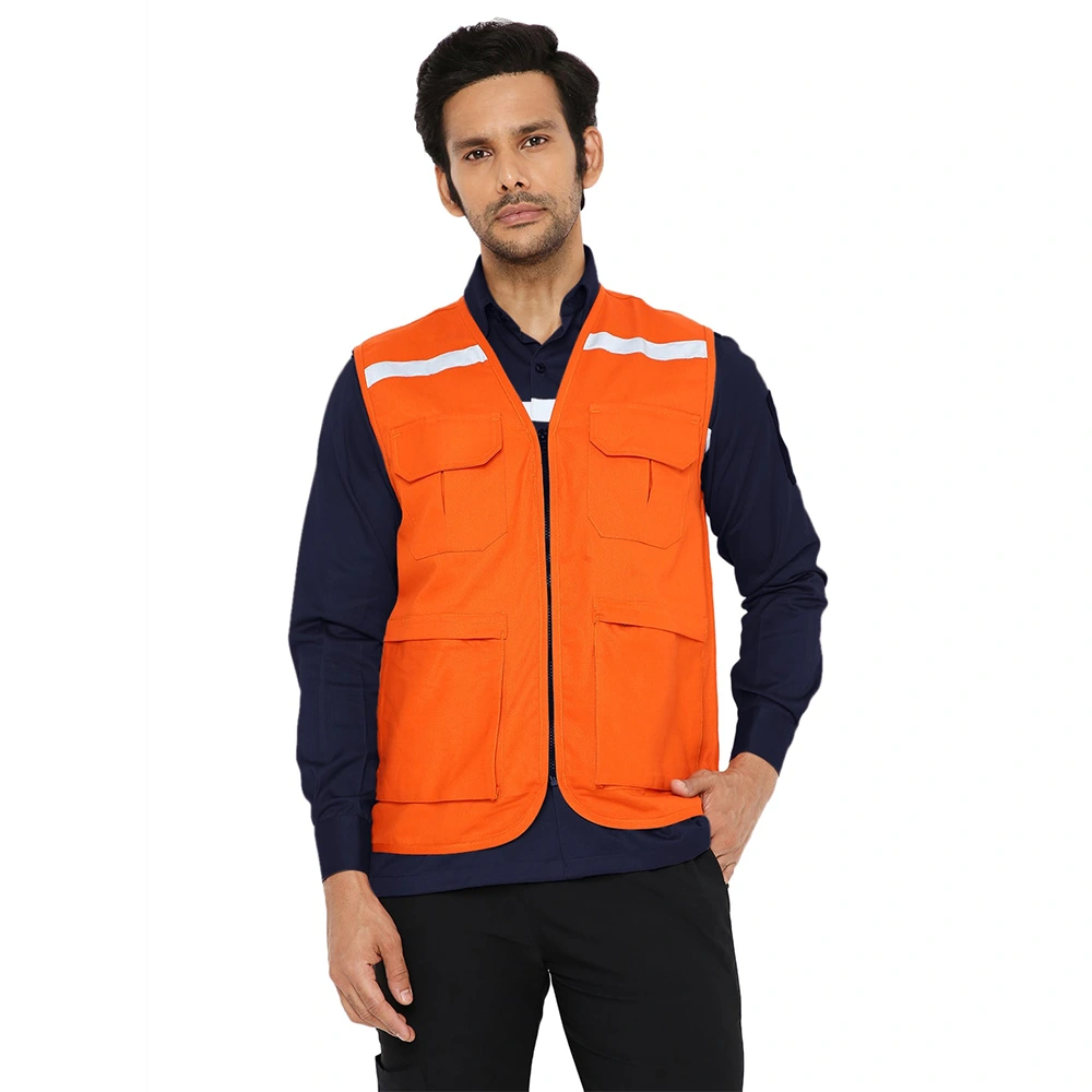 Safety Jacket with Reflective Tape - Orange