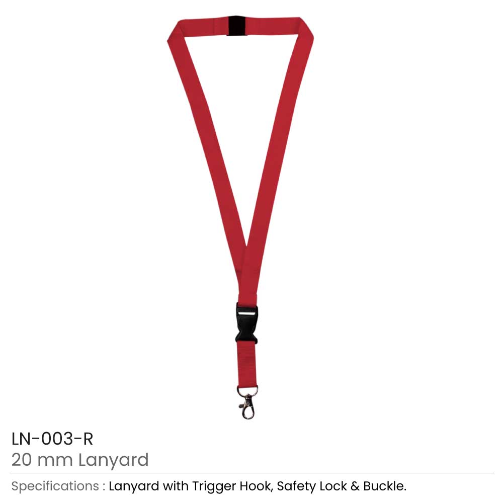 Lanyards with Hook, Safety Lock, and Buckle, 20 mm 6