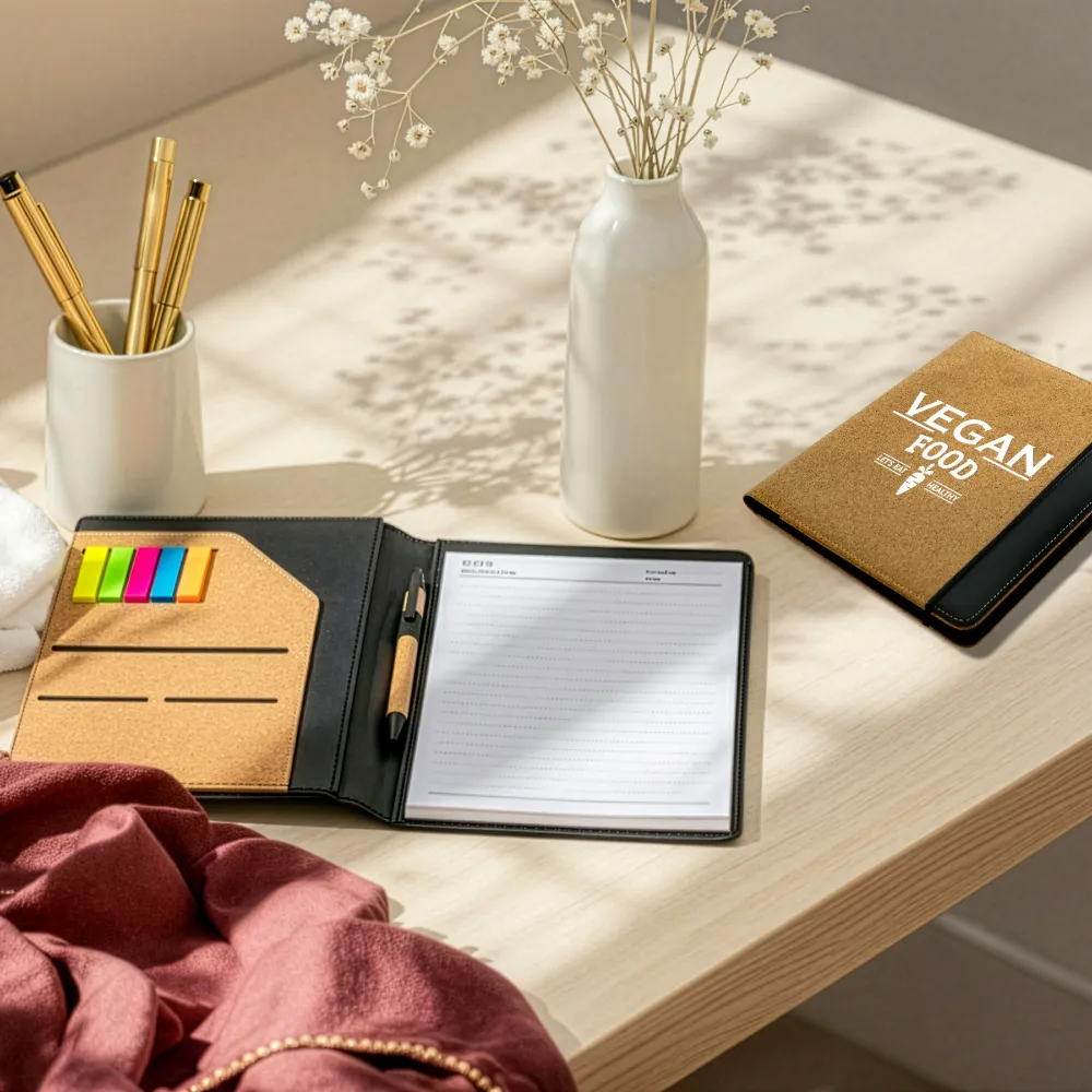 Cork Cover Folder B5 Size with Notepad, Pen and Sticky Notes 7