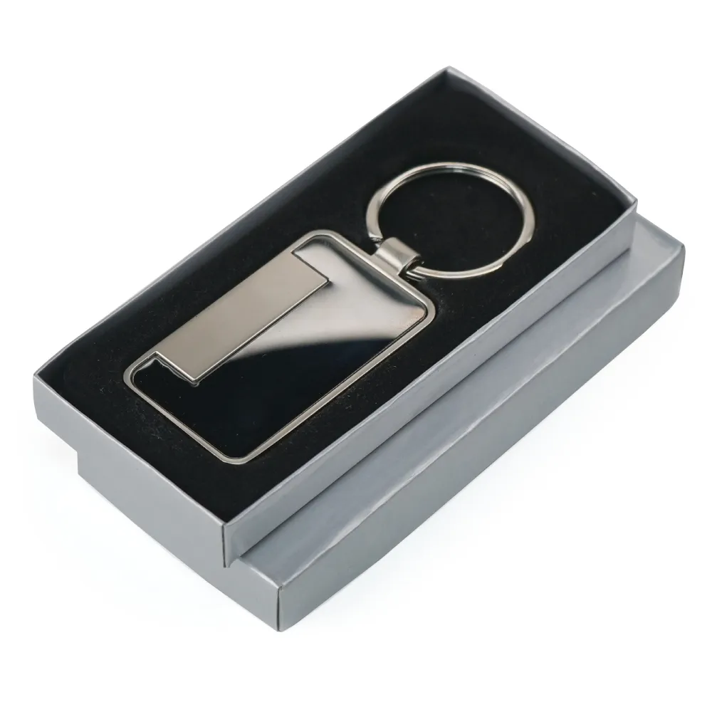 Metal Keychain Rectangle Gun Metal Matte Finish Plate 4