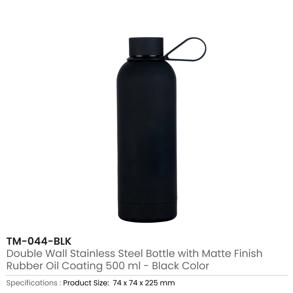 Stainless Steel Water Bottles 500ml – Double Wall, Matte, Rubber Coating 2