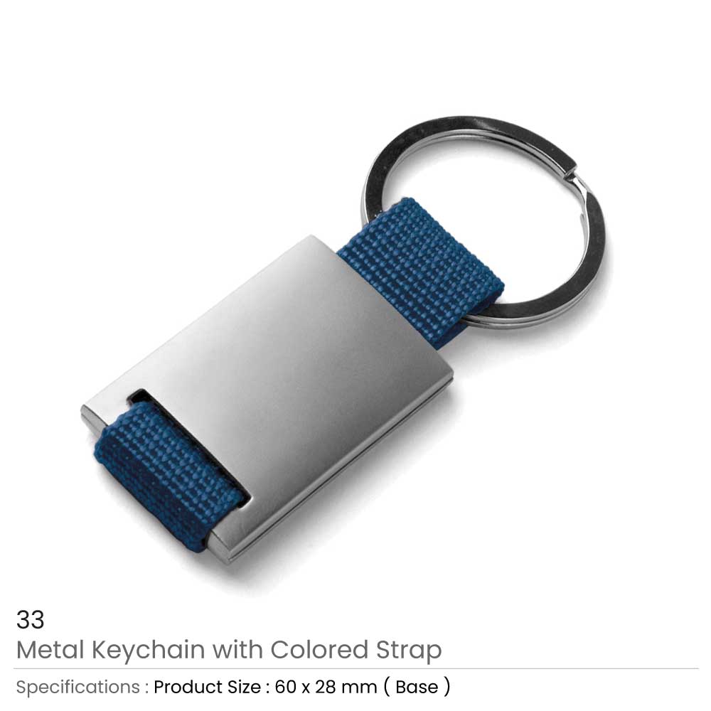 Metal Keychain with Coloured Strap 2
