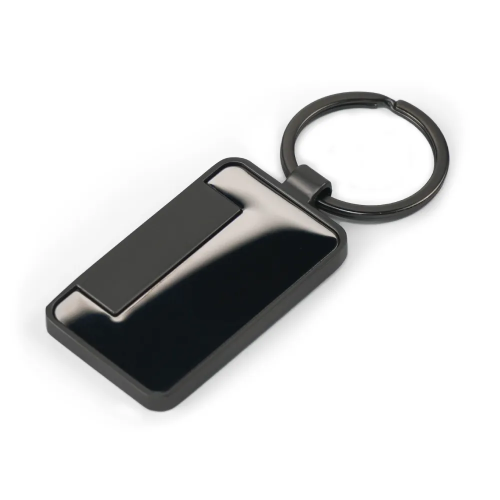 Metal Keychain Rectangle Gun Metal Matte Finish Plate 6