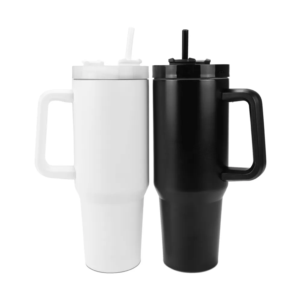 Tumblers with Handle and Straw in SS & Similar to Stanley Design, 1200ml thumbnail 1