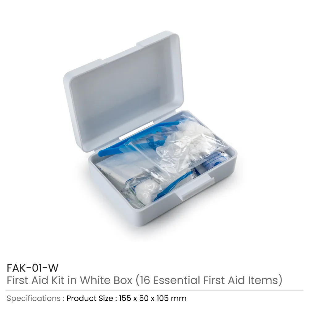First Aid Kit Set, 16 Essential Items in White Box 4