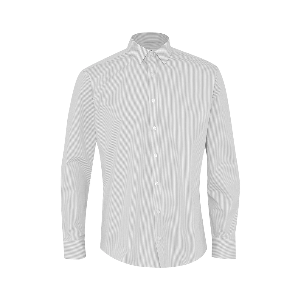 Men's Stripe Stretch Long Sleeve Shirt - Grey/White 2