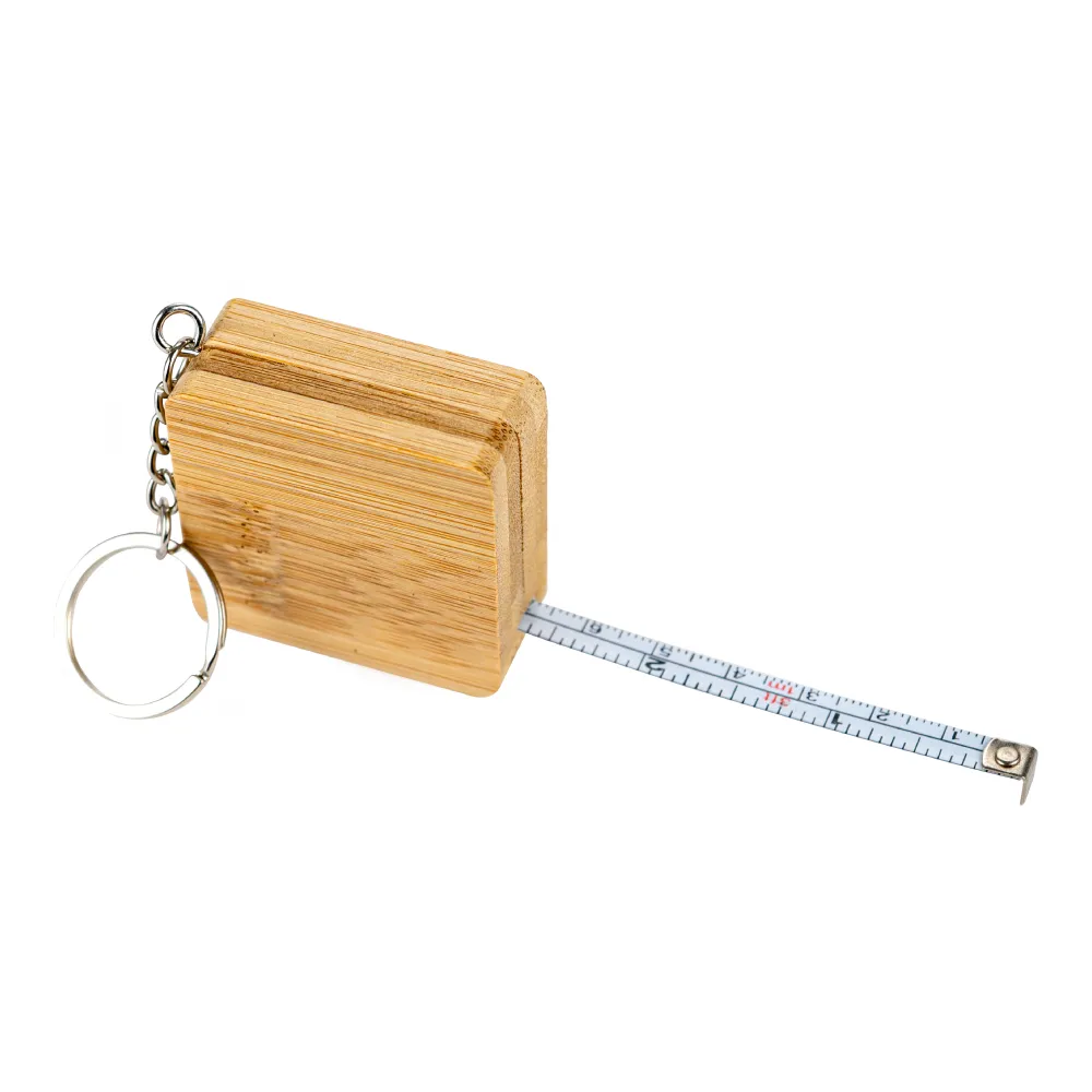 Bamboo Retractable Measuring Tape Keychains 3