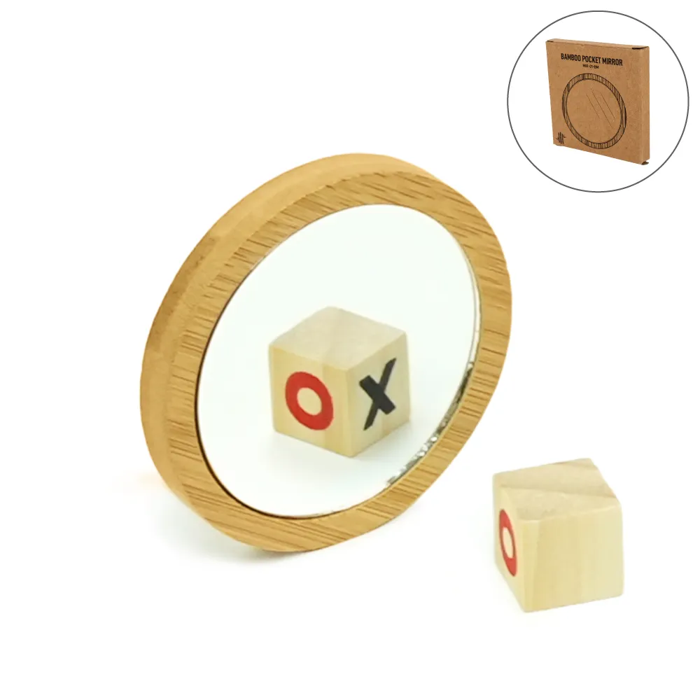 Bamboo Pocket Mirrors in Round-shaped, Lightweight & Portable 6
