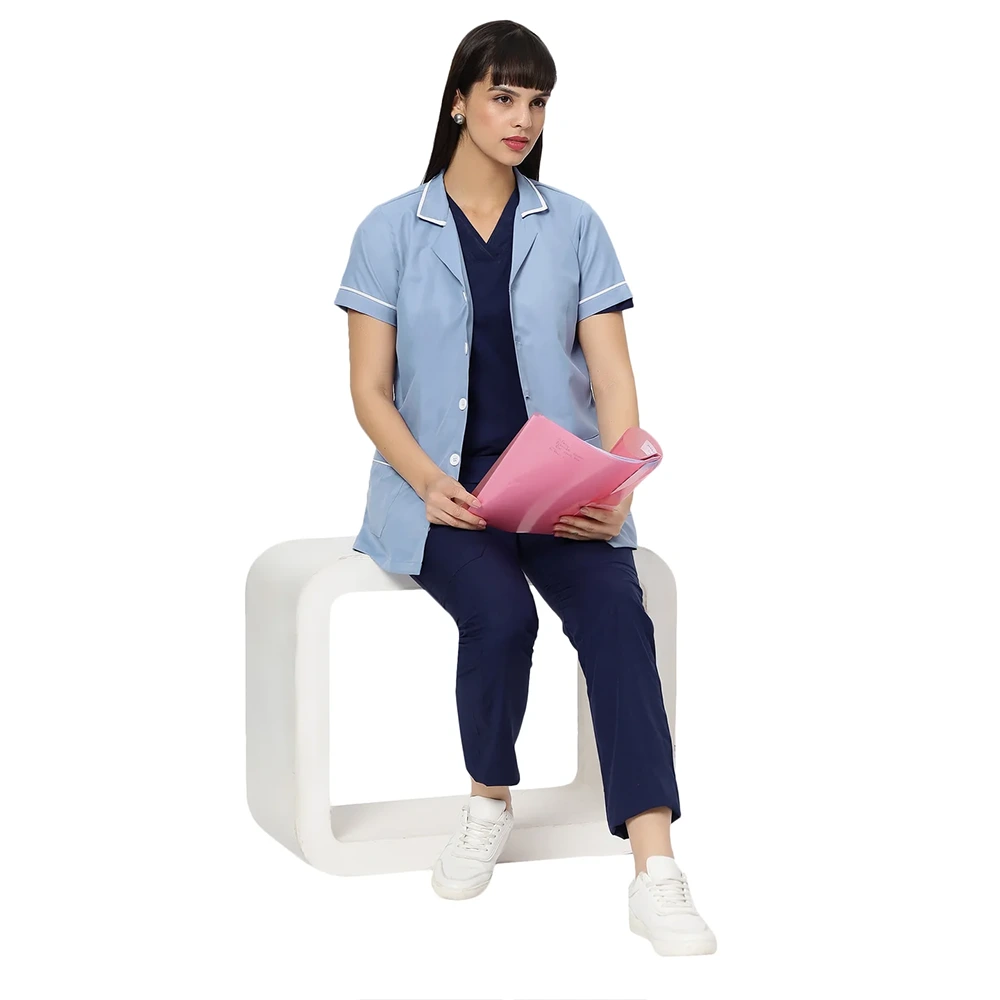 Unisex Assistant Apron / Coat - Ceil Blue 4