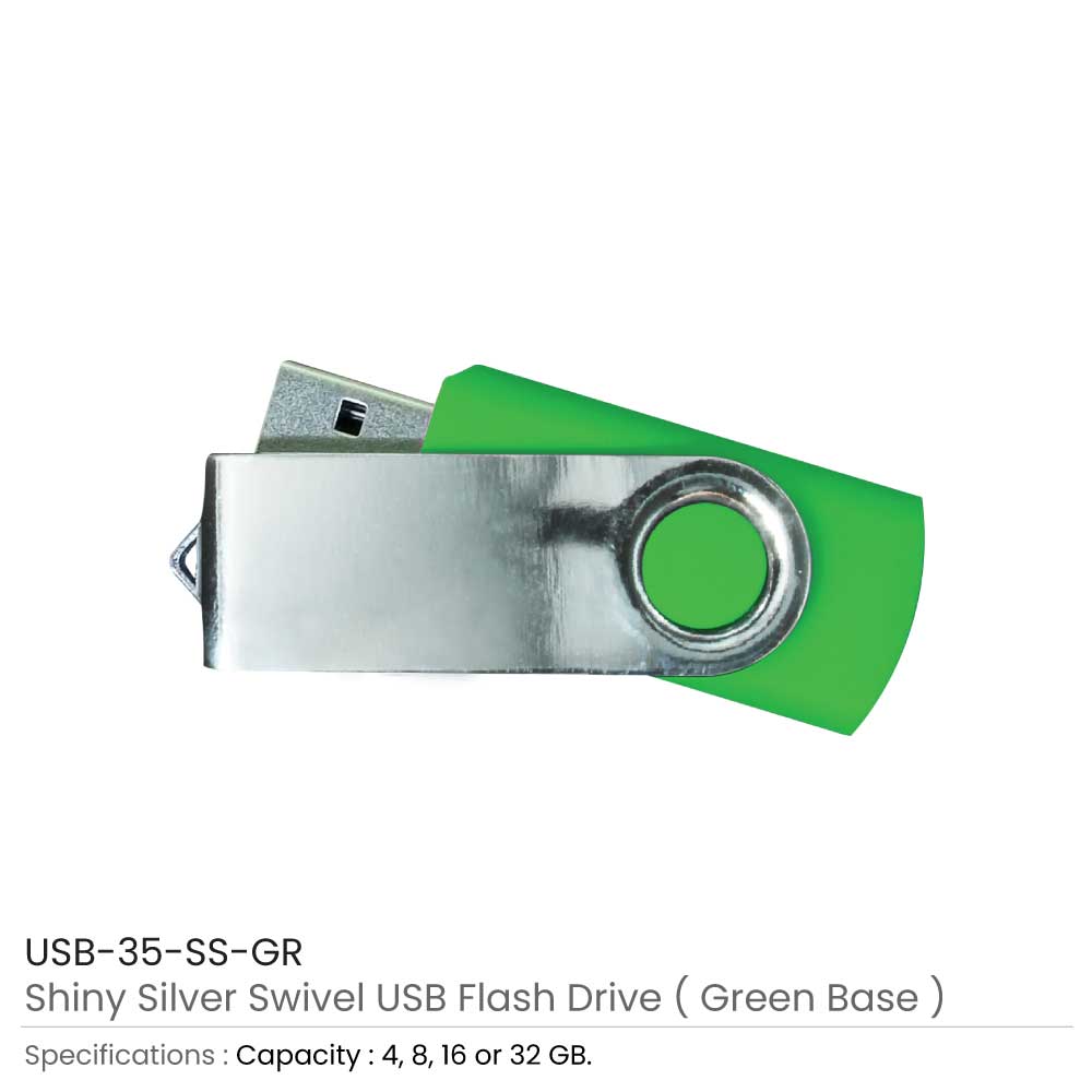 Shiny Silver Swivel USB Flash Drive 5