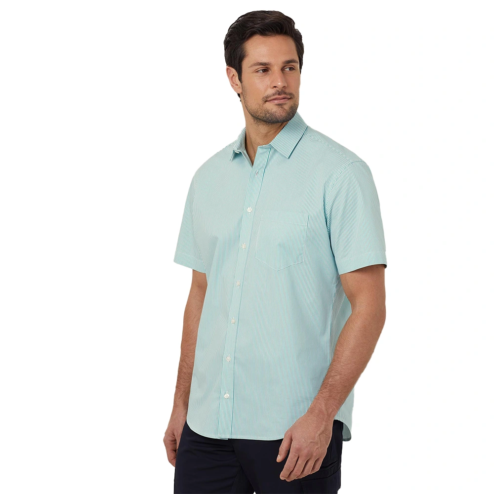 Men's Block Stripe Stretch Short Sleeve Shirt - Mint/White 3