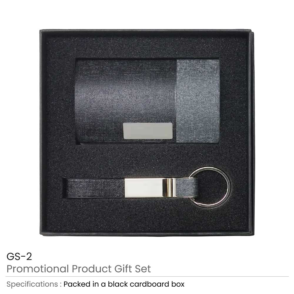 Gift Set Business Card Holder with Leather Key chain 2