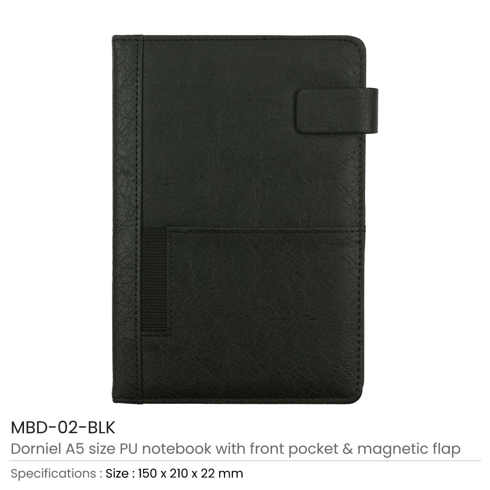 Dorniel A5 PU Notebooks with Front Pocket & Magnetic Flap 4