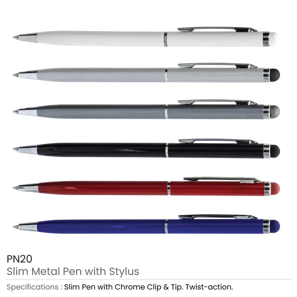 Slim Metal Pens with Stylus 4