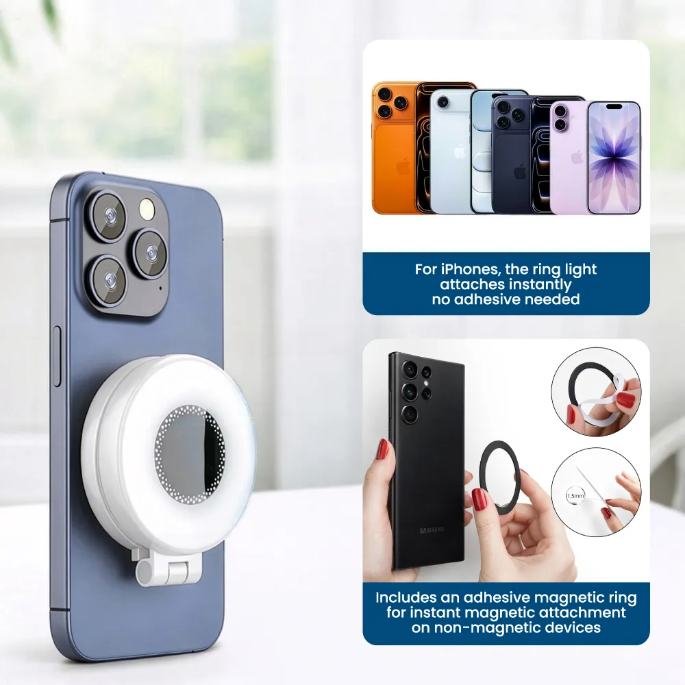Pocket Selfie Ring Light with MagSafe, Bi-Color LED, 180° Flip Design 2