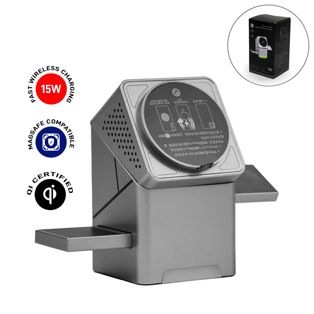 3-in-1, One Touch Rotate Wireless Charging Station 15W Fast Charging 3