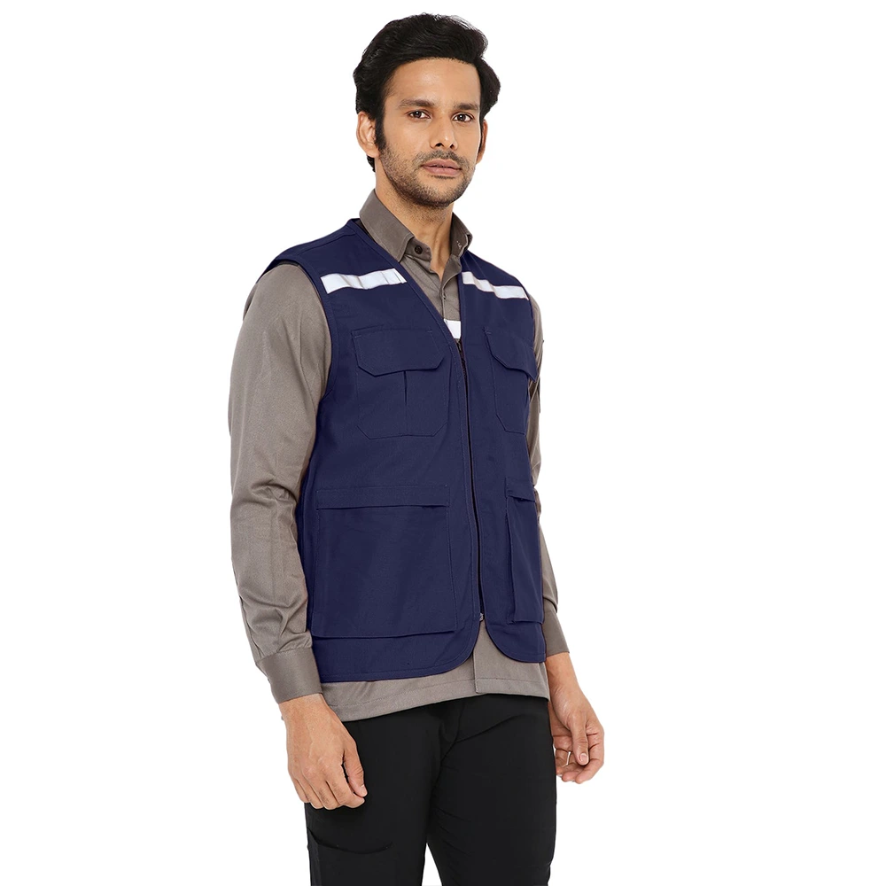 Safety Jacket with Reflective Tape - Navy Blue 3