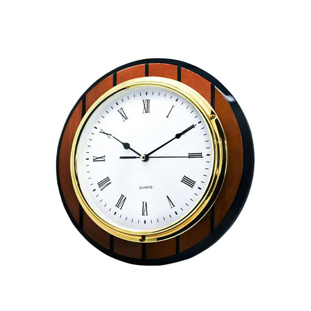 Heavy Wood Brass Wall Clock 2