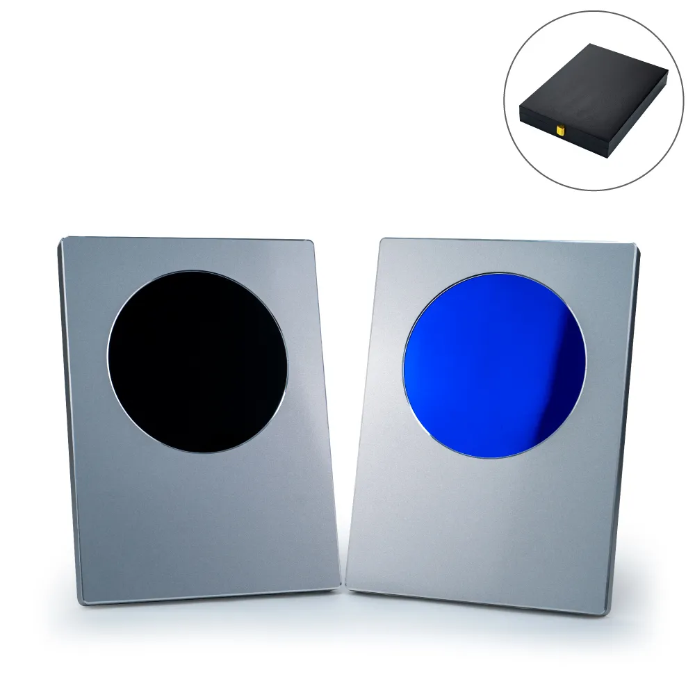 A4 Aluminum Award Plaques with Round Colored Plate and Stand 10