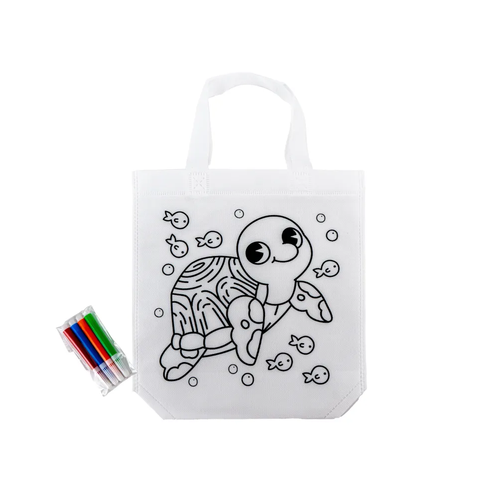 Mini Non-woven Bags 100GSM, 4Color Markers & Imprinted Turtle Outline thumbnail 1