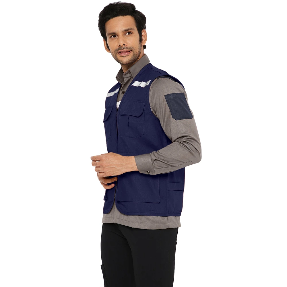 Safety Jacket with Reflective Tape - Navy Blue 4