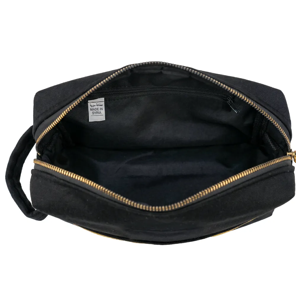 Black Multi-Purpose Utility & Cosmetic Pouch with Bisht Embroidery 8