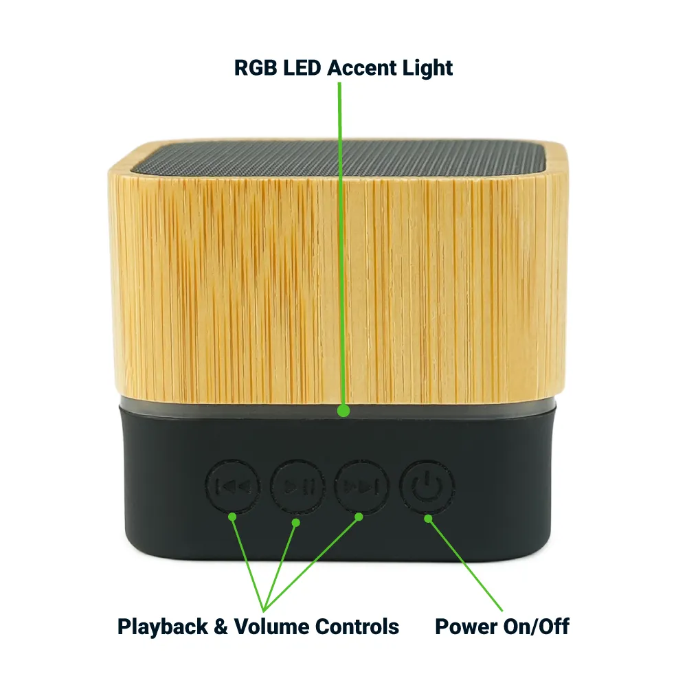 Cube Bamboo Bluetooth Speakers V5.0 2