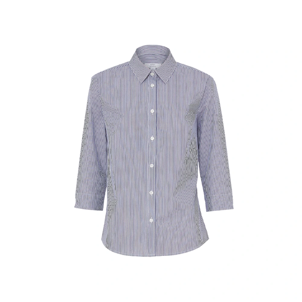 Women's Block Stripe Stretch 3/4 Sleeve Shirt - Navy/White 2