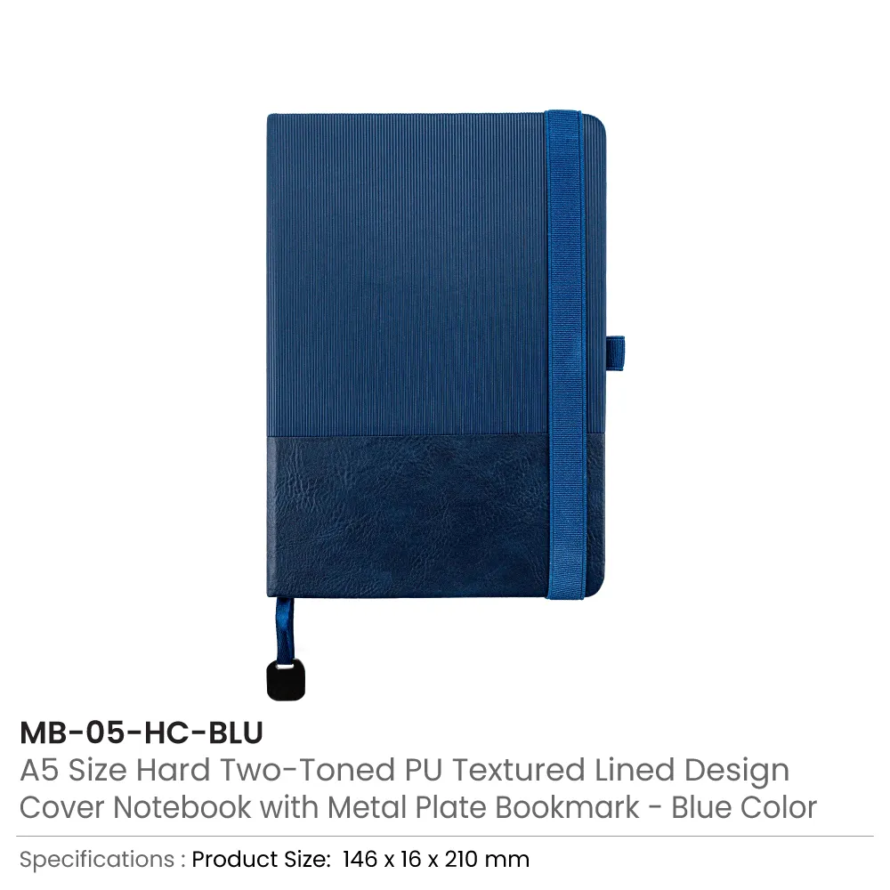 Hard Cover PU Notebooks in A5 Size with Metal Plate Bookmark 5