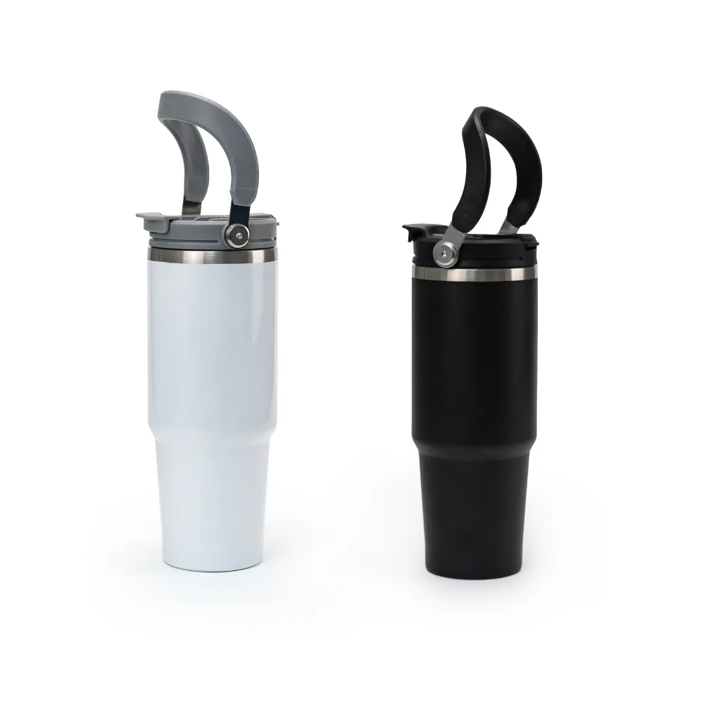 Double Wall Stainless Steel Tumblers with Handle & Straw – 900ml 3