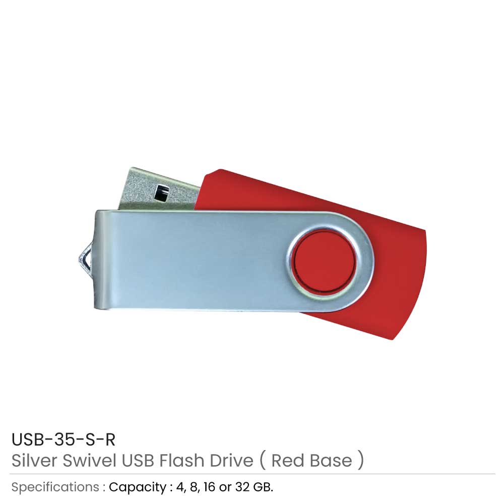 Silver Swivel USB Flash Drives 10