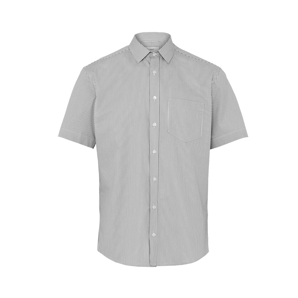 Men's Block Stripe Stretch Short Sleeve Shirt - Grey/White 2