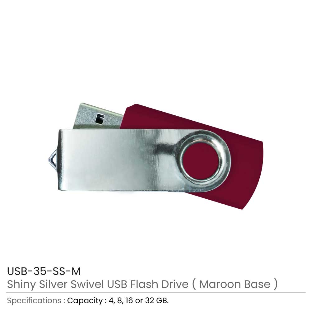Shiny Silver Swivel USB Flash Drive 13