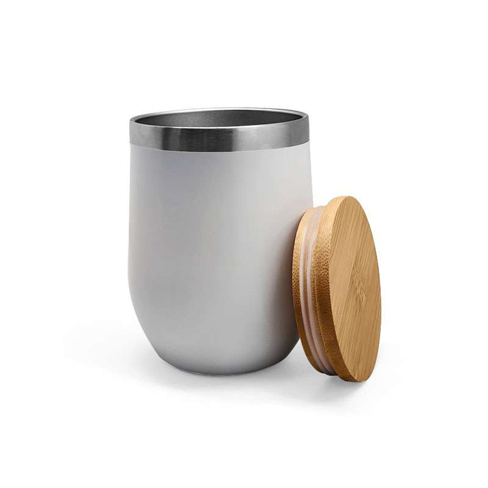 Stainless steel double wall cup with bamboo lid 8