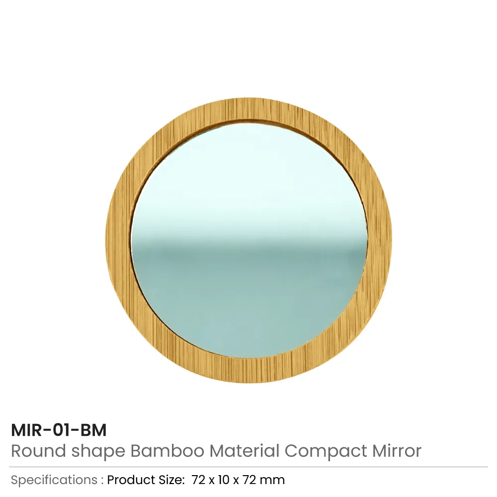 Bamboo Pocket Mirrors in Round-shaped, Lightweight & Portable 7