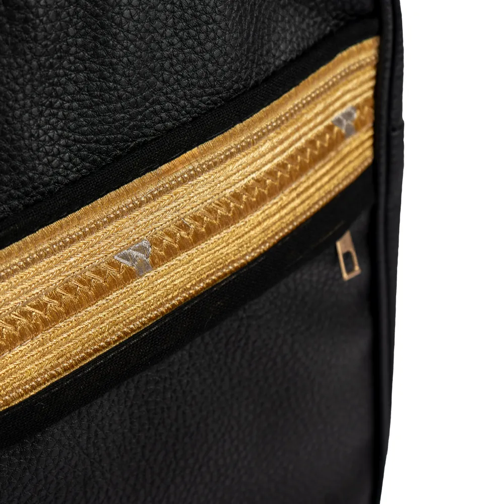 Crossbody Bag in PU Leather with Arabic Traditional Gold Bisht Design 6