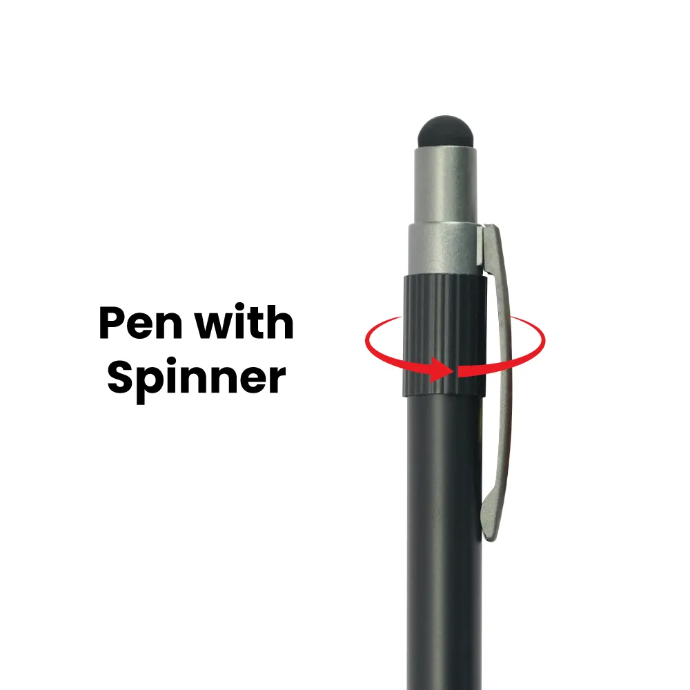 Stylus Metal Pens with Spinner – Push Button (Blue Ink) 2