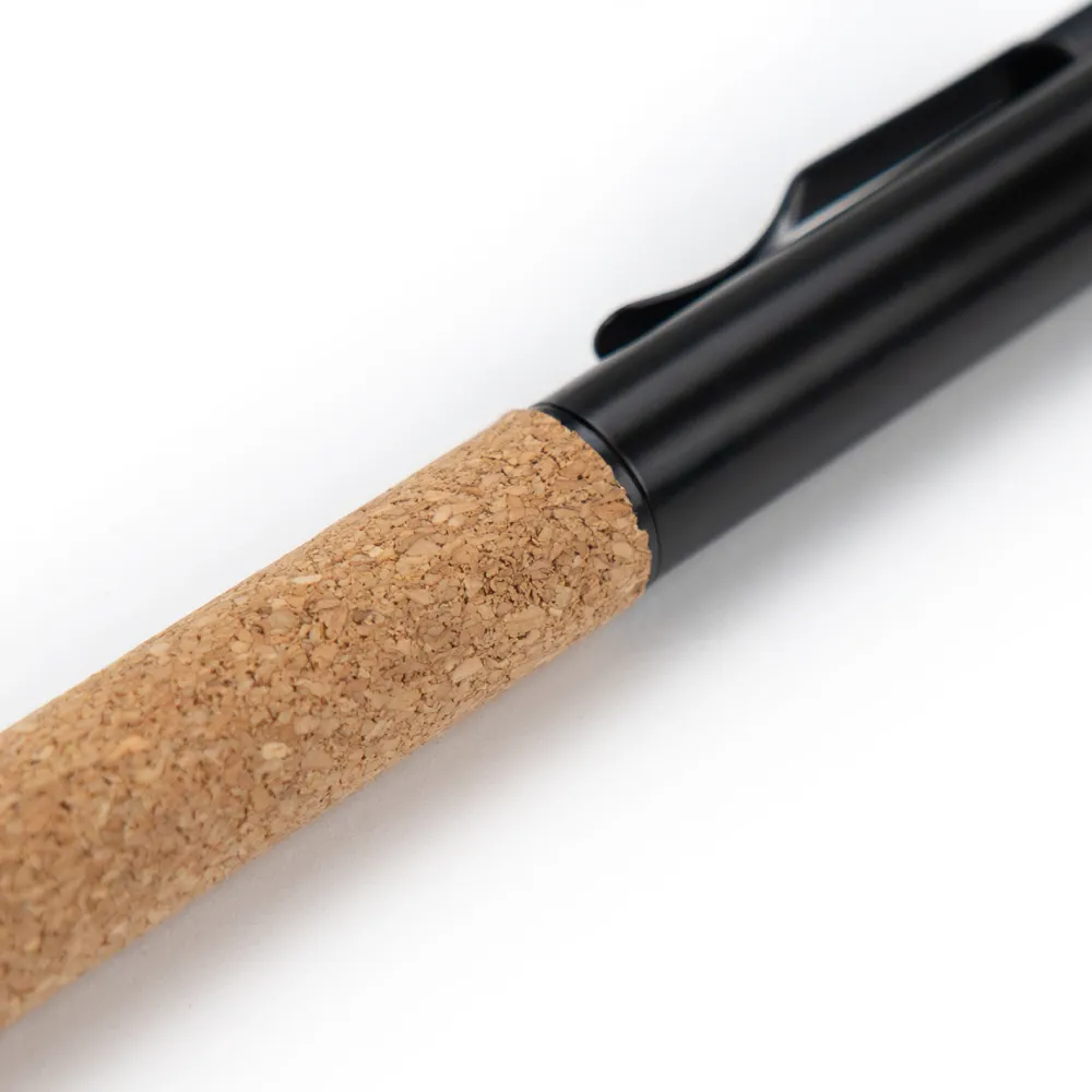 Eco-friendly Metal Pens Black with Cork Barrel and Black Ink 4