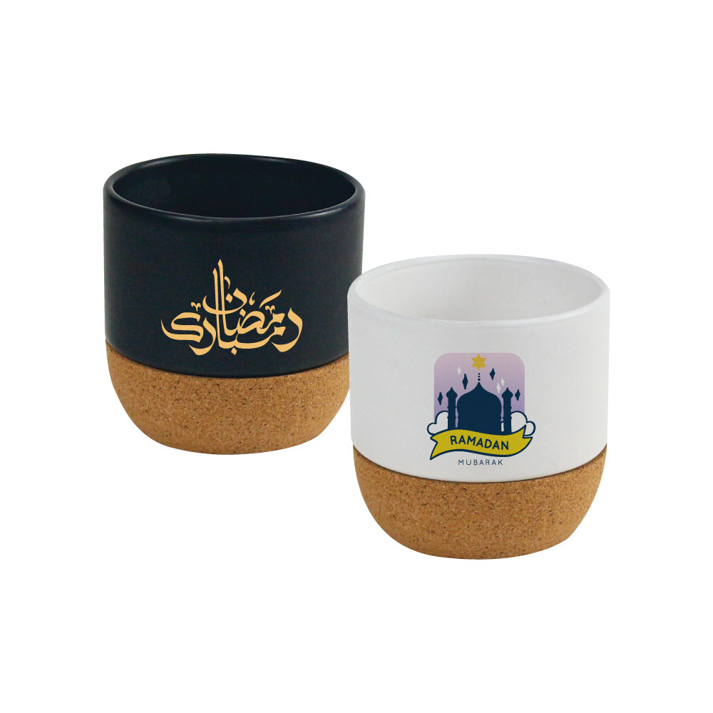 Ceramic Cup with Cork Base 6 oz Matte Finish – Ramadan Gifts 6