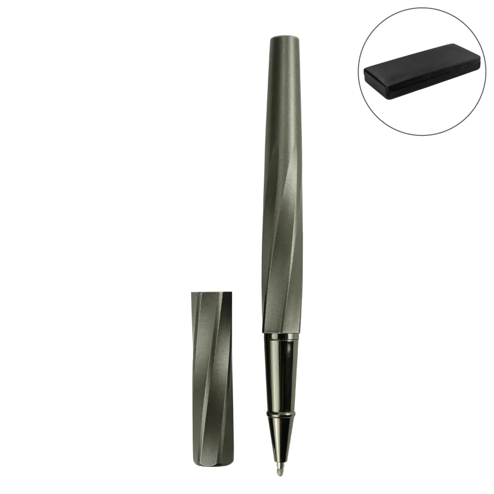Rollerball Pens Swirl Design in Gunmetal Finish with PU Leather Box 6