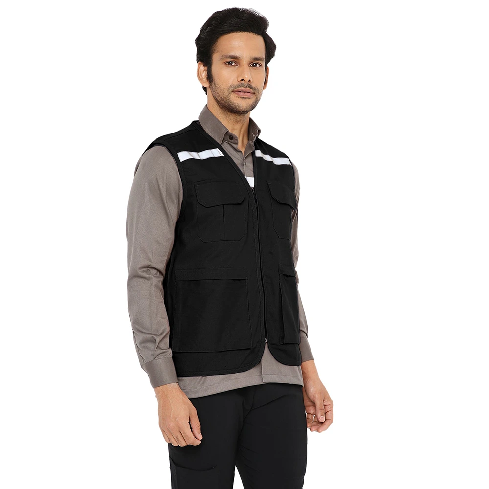 Safety Jacket with Reflective Tape - Black 4