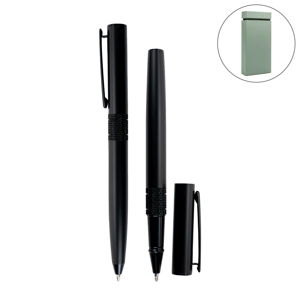 Black Metal Pen Set with Matte Finish in Hardboard Slide to Open Box 8