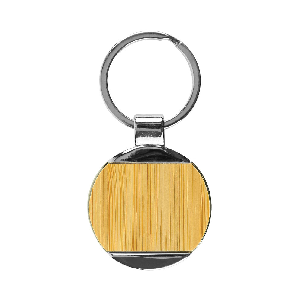 Round Bamboo and Metal Keychains Size 32mm  4