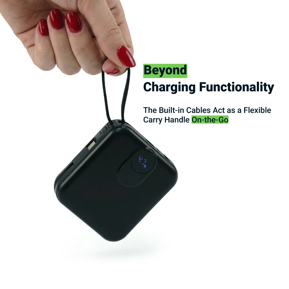 Fast Charging Digital Powerbank 38.5Wh, Built-in Type-C, 10K mAh 9