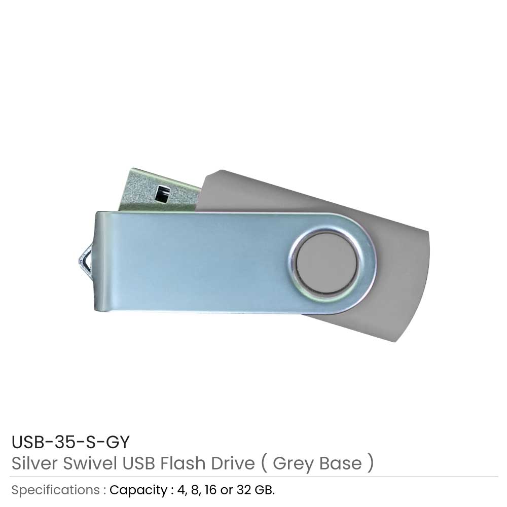 USB Flash Drive Matt Silver Swivel 2