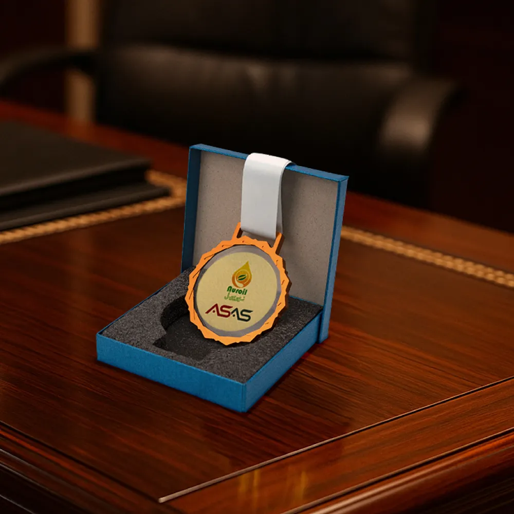 Glass Medals with Metal Frame, 3cm White Ribbon with Box 10