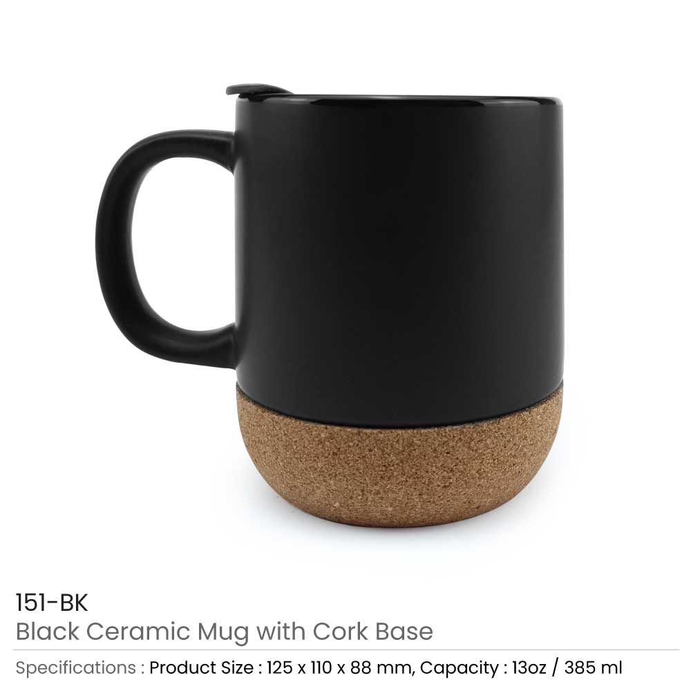 Ceramic Mugs with Lid and Cork Base 385 ml – Ramadan Gifts 2