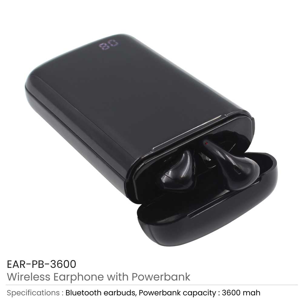 Rubberized Wireless Earphone with Powerbank 2